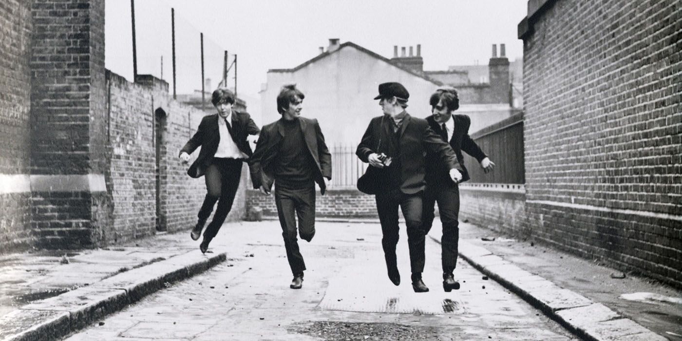 The Beatles running down an alley in A Hard Days Night.