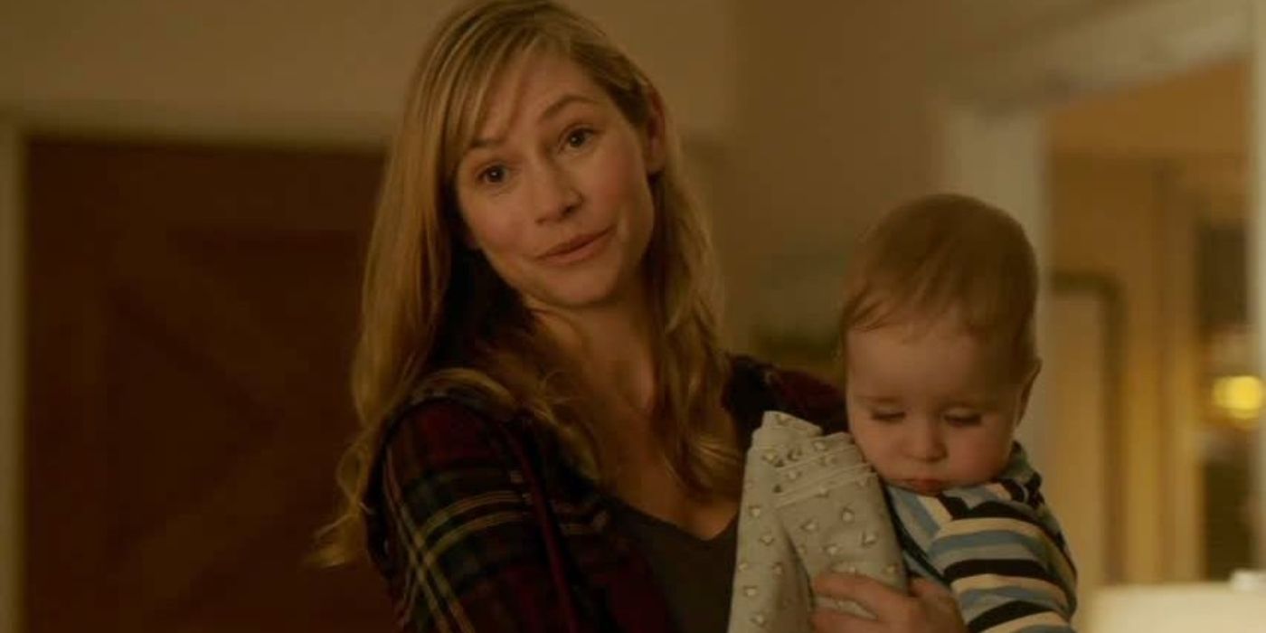 Greer holding her baby in The Edge of Seventeen