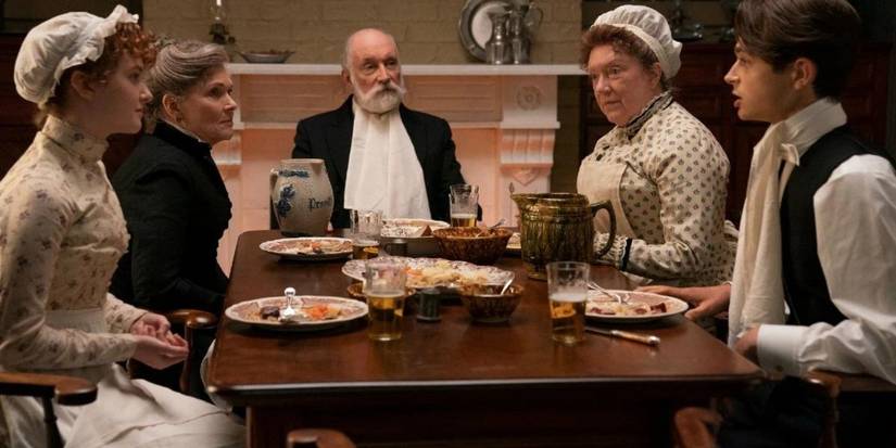 The Van Rhijn servants at lunch in The Gilded Age