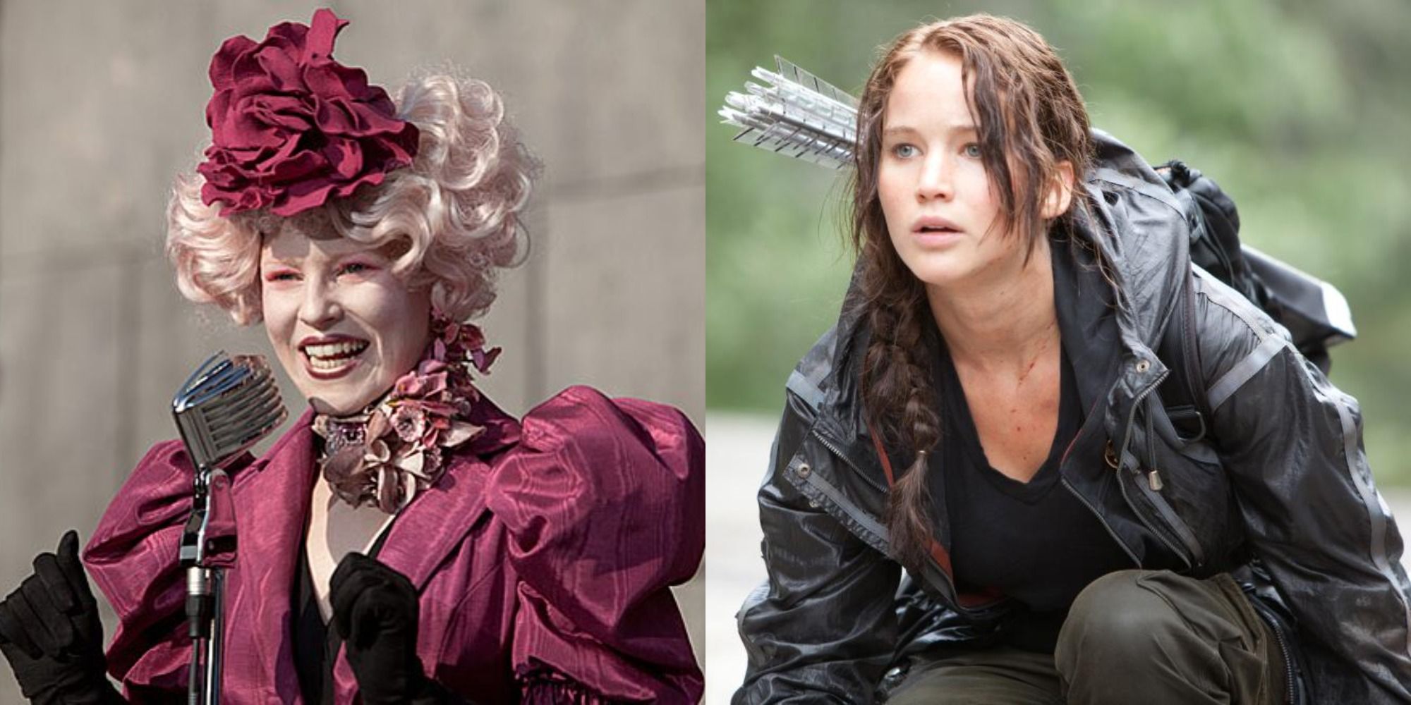The split image showing Effie and Katniss in The Hunger Games