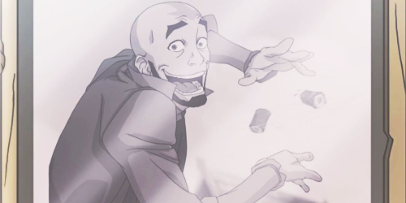 A picture of adult Aang doing his marble trick in TLOK