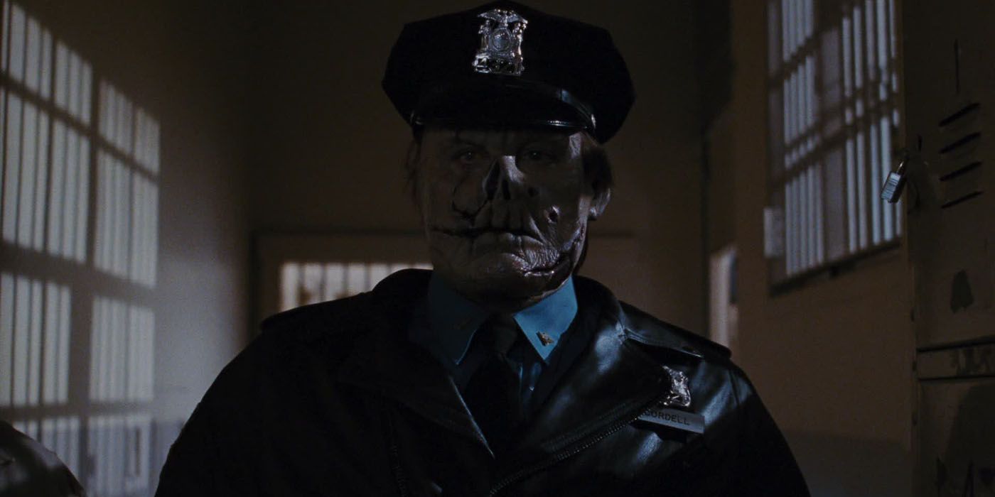 The Maniac Cop closing in on a victim.