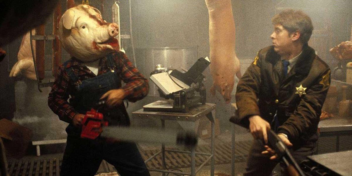 The Pig faced killer in Motel Hell with a chainsaw.