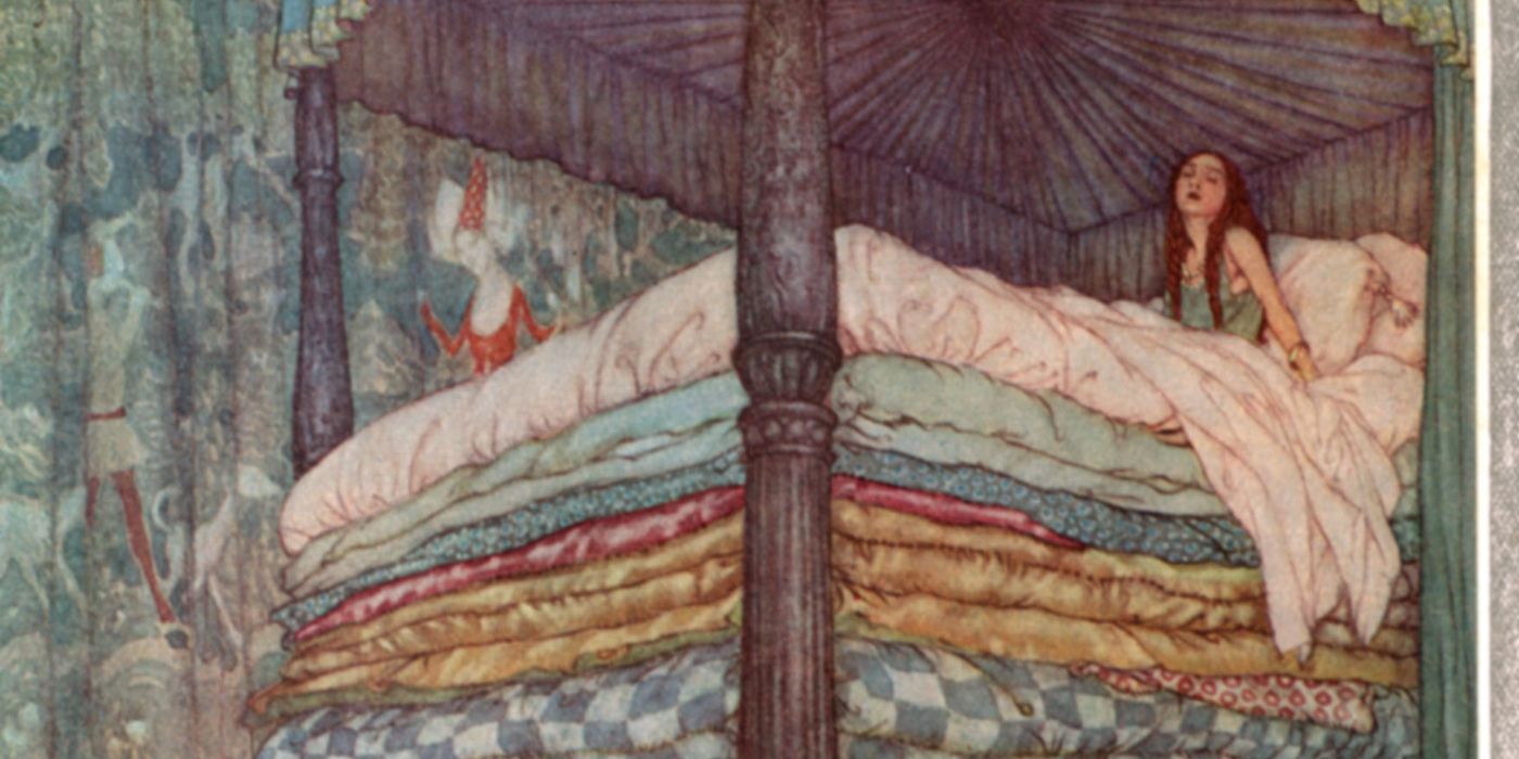 The princess on her many mattresses in Princess and the Pea