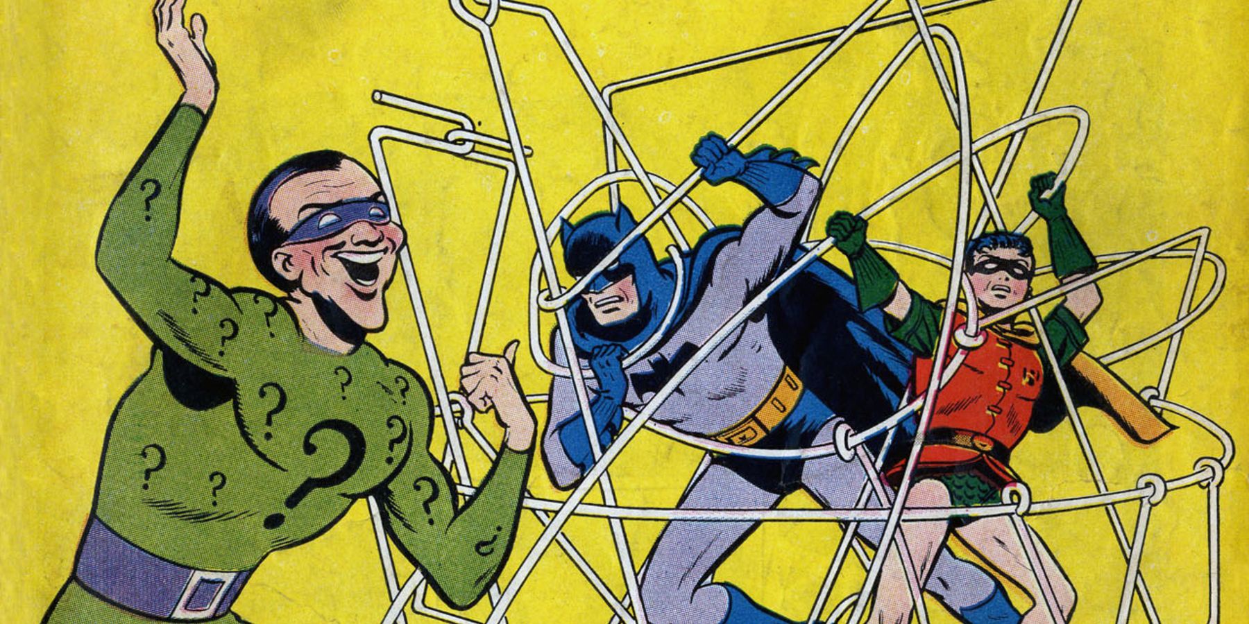 The Riddler capturing Batman and Robin in cover artwork for Detective Comics #140