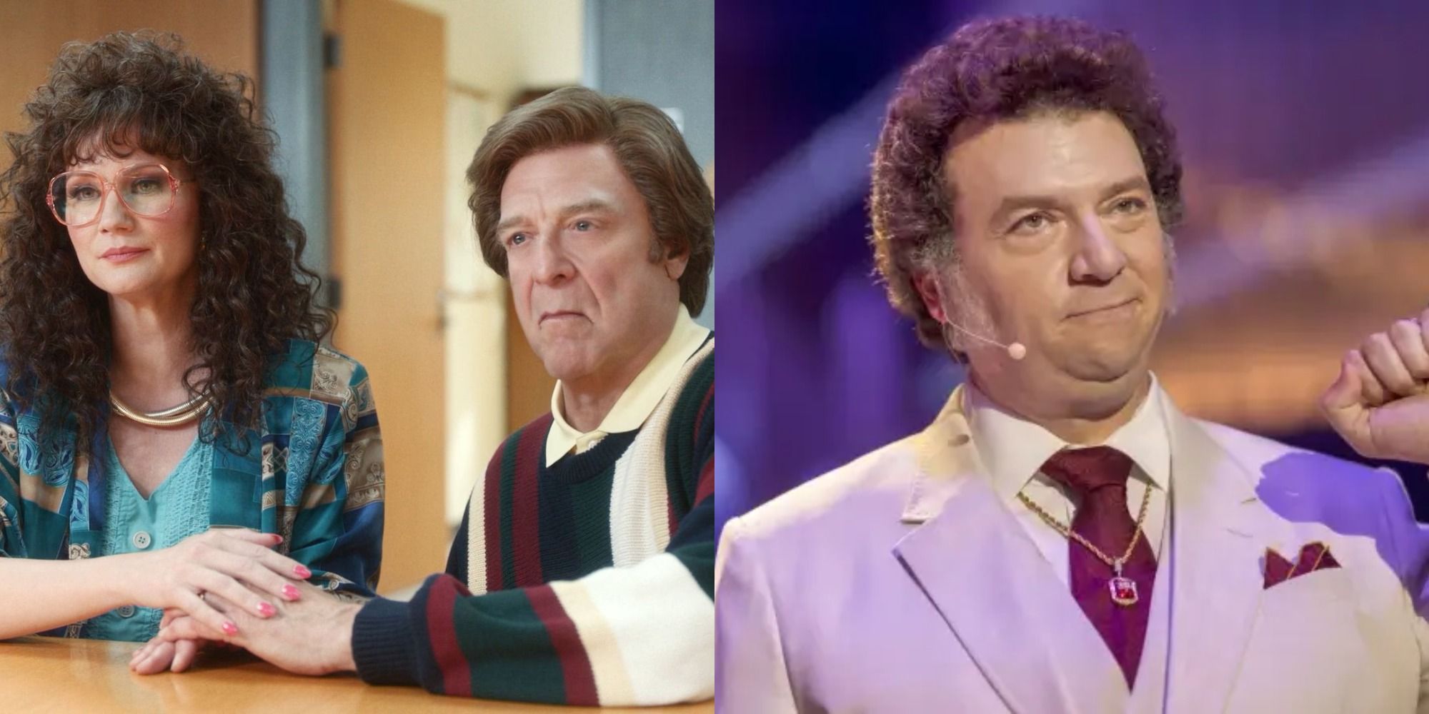 Split image showing Aimee Leigh and Eli and Jesse in The Righteous Gemstones
