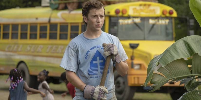 Gideon holding a broom in The Righteous Gemstones