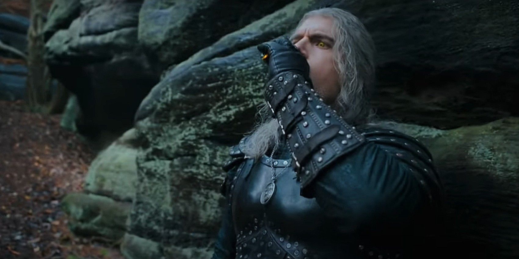 Geralt drinks a potion in Netflix's The Witcher