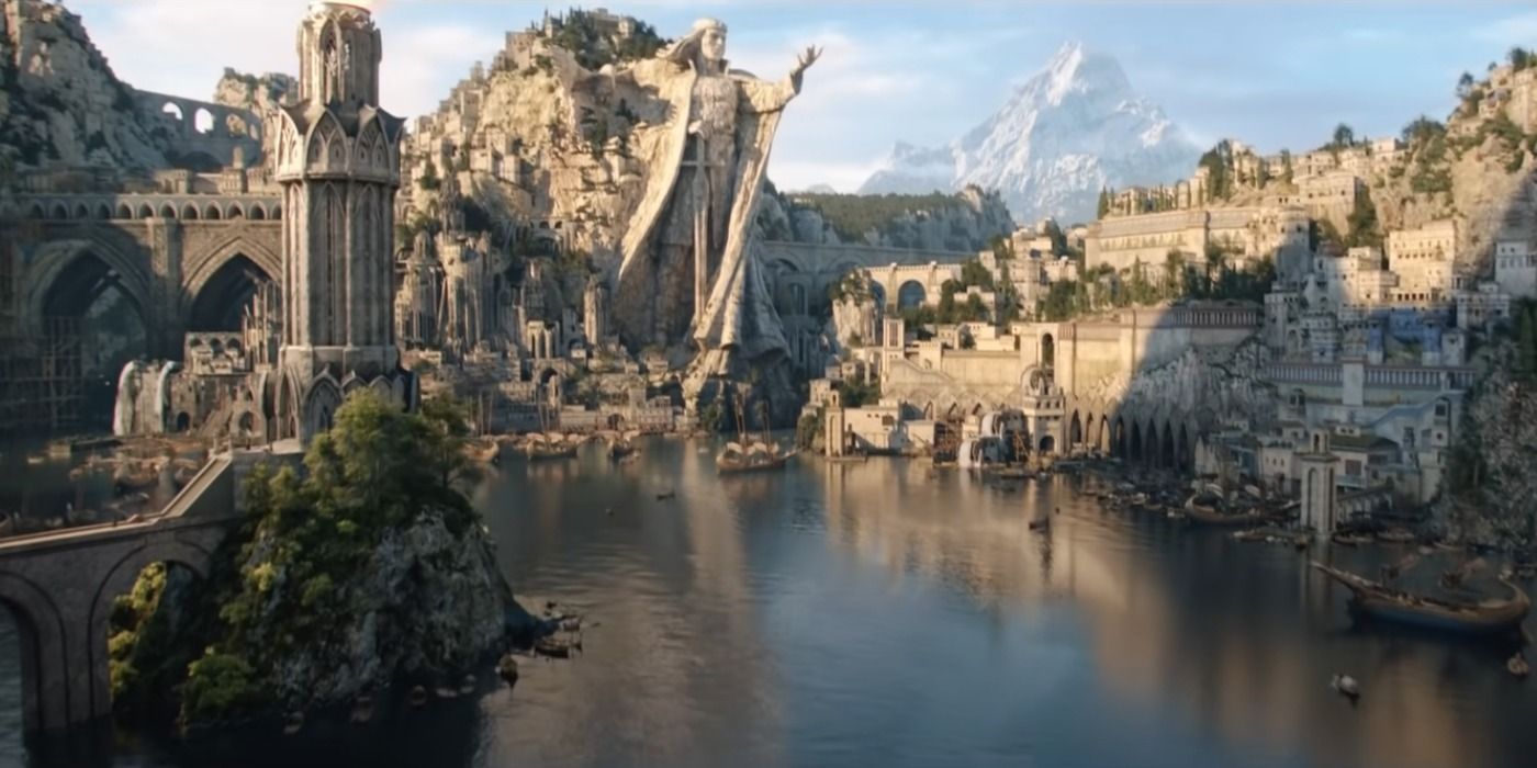 The island of Númenor in Lord of the Rings Rings of Power trailer.