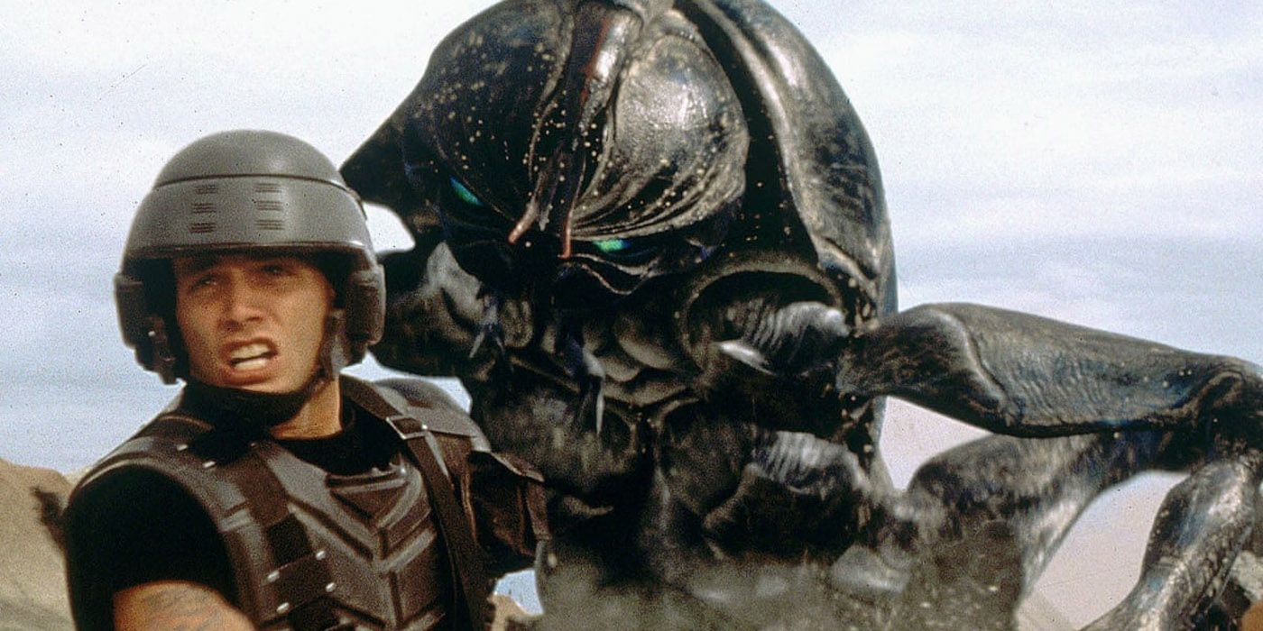 The miltary fighting bugs in Starship Troopers.
