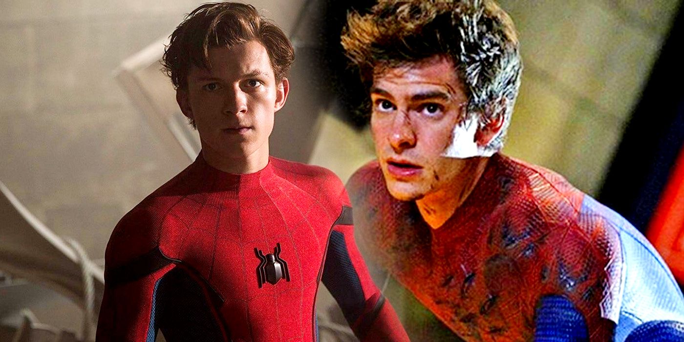 Tom Holland and Andrew Garfield as Spider-Man side by side.