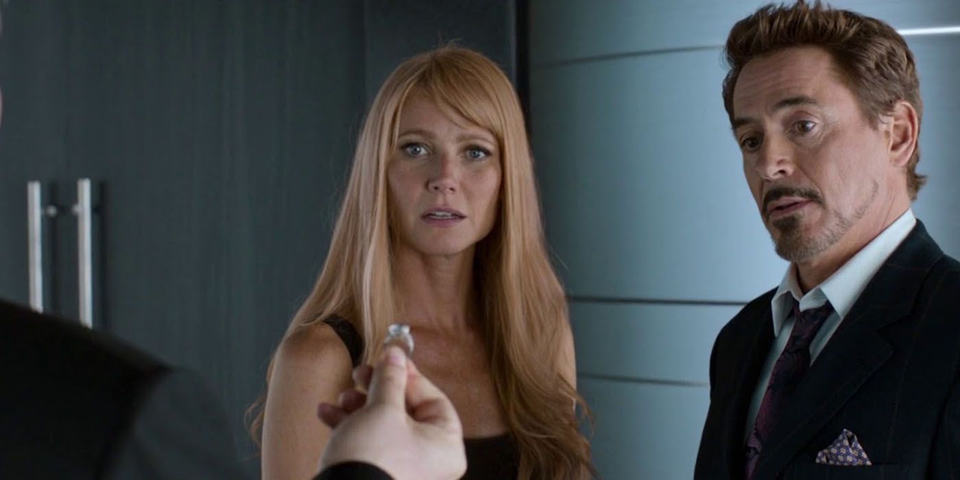 Tony Stark proposes to Pepper Potts.
