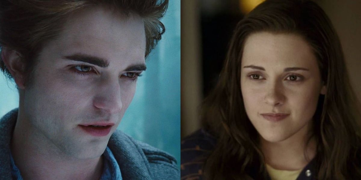 Two side by side images of Bella and Edward from Twilight.