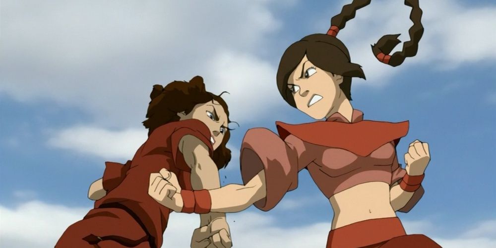 Ty Lee fighting an earth bender in Avatar