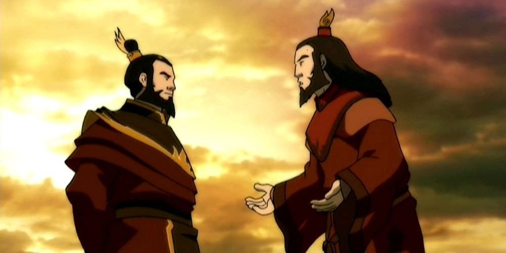 Avatar Roku and a young Firelord Sozin argue