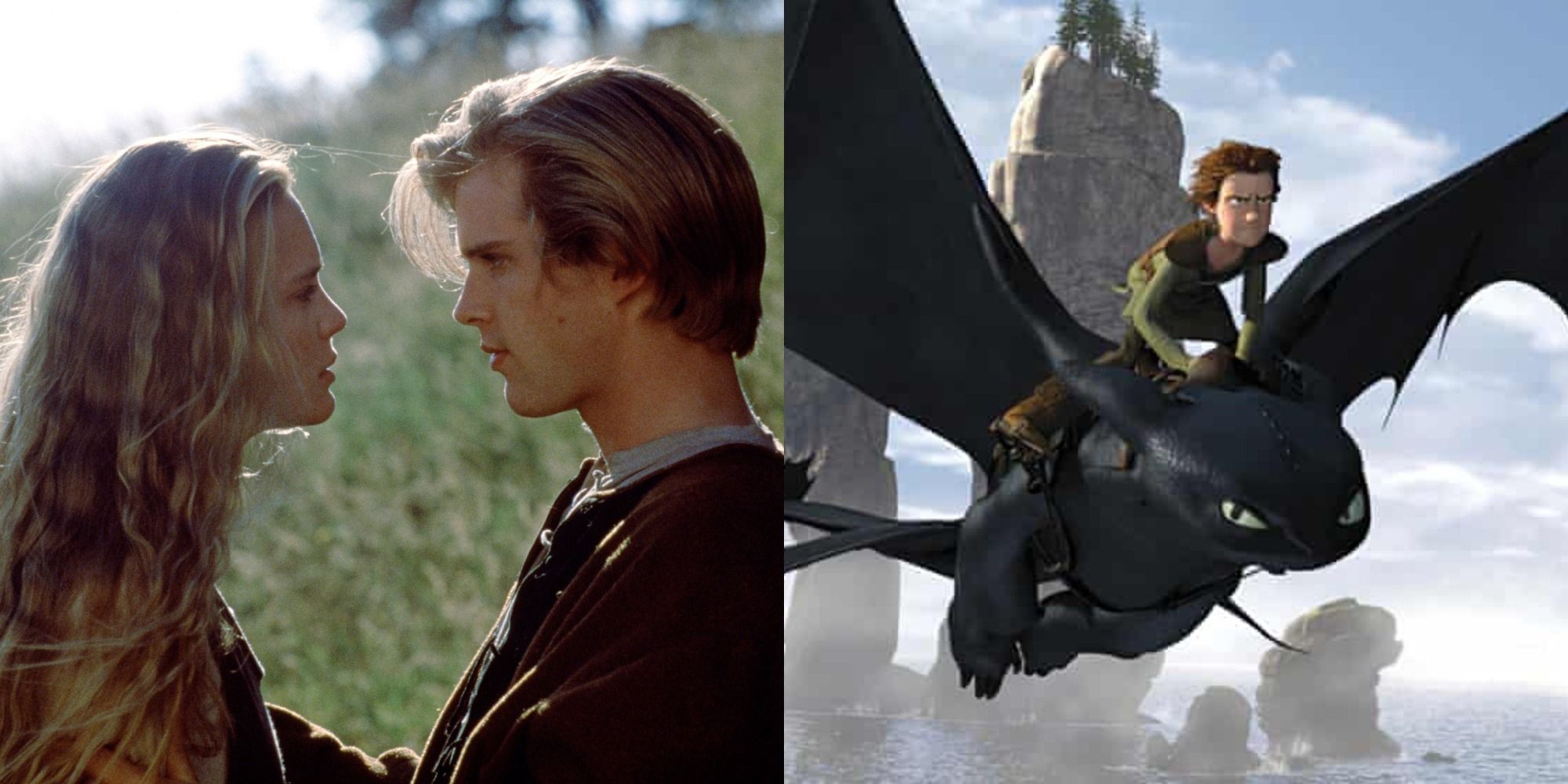 Two side by side images from The Princess Bride and How To Train Your Dragon