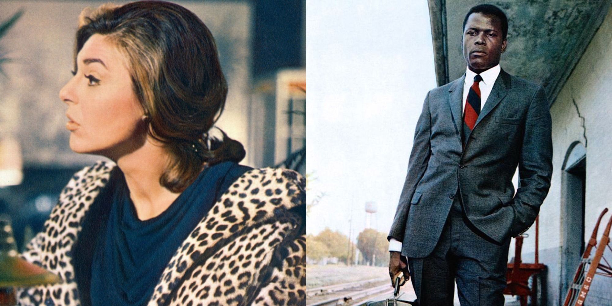Two side by side images of Mrs. Robinson from The Graduate and Mr Tibb from In The Heat of the Night