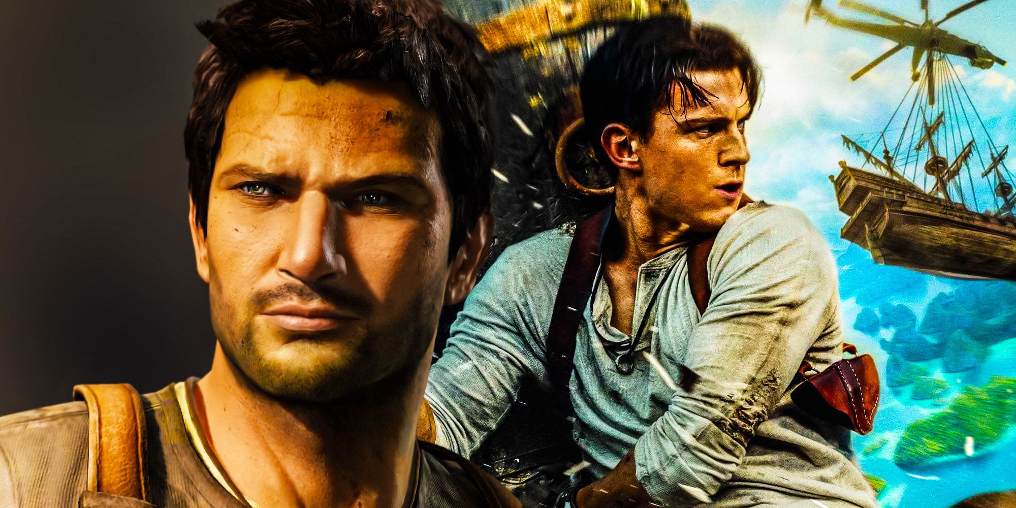 tom holland as nathan drake from uncharted, cinematic