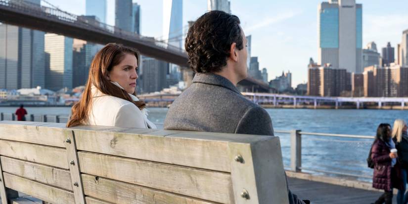 Vivian Kent and Todd Spodek on a bench in Inventing Anna.