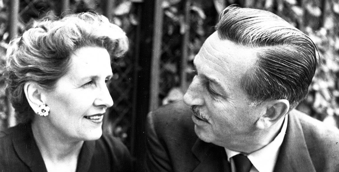 Walt Disney looking at his wife Lilian