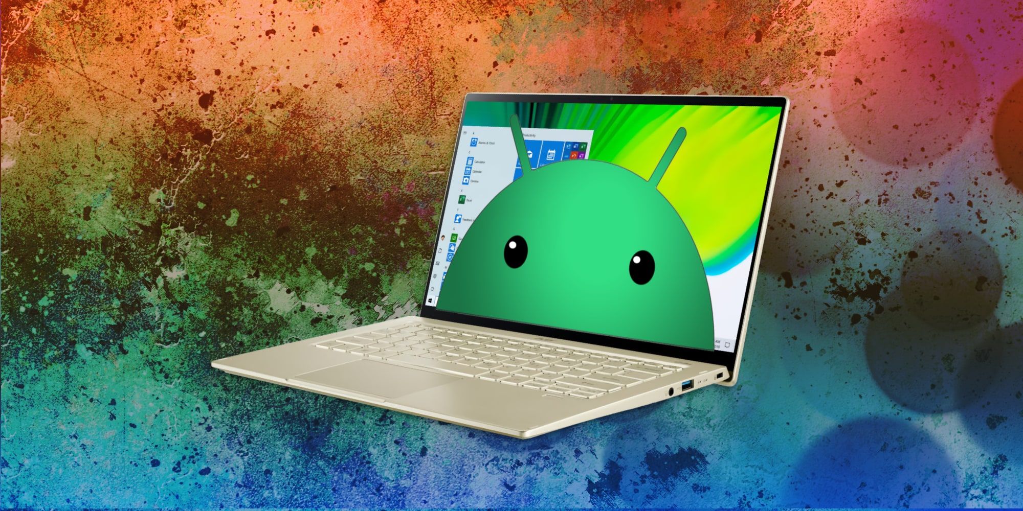 Windows 11 Laptop With Android Logo On-Screen