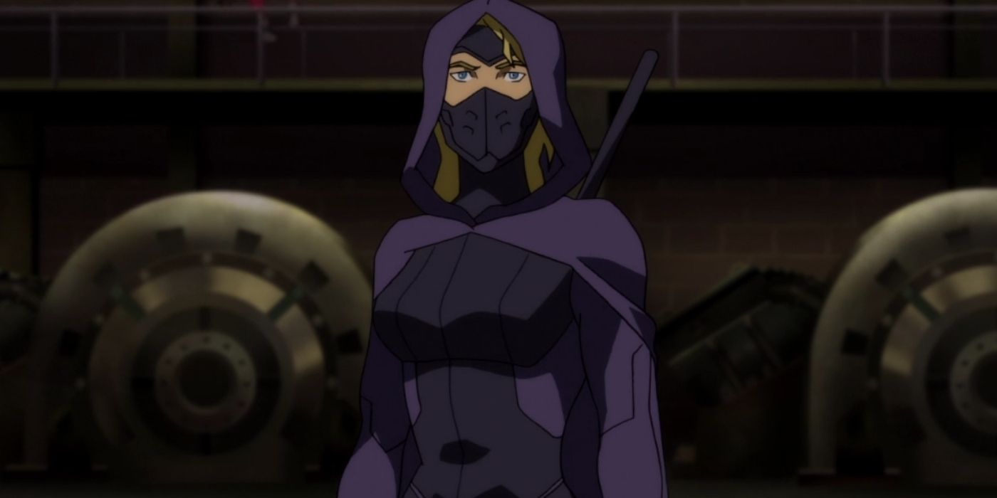 Spoiler standing in a warehouse in Young Justice