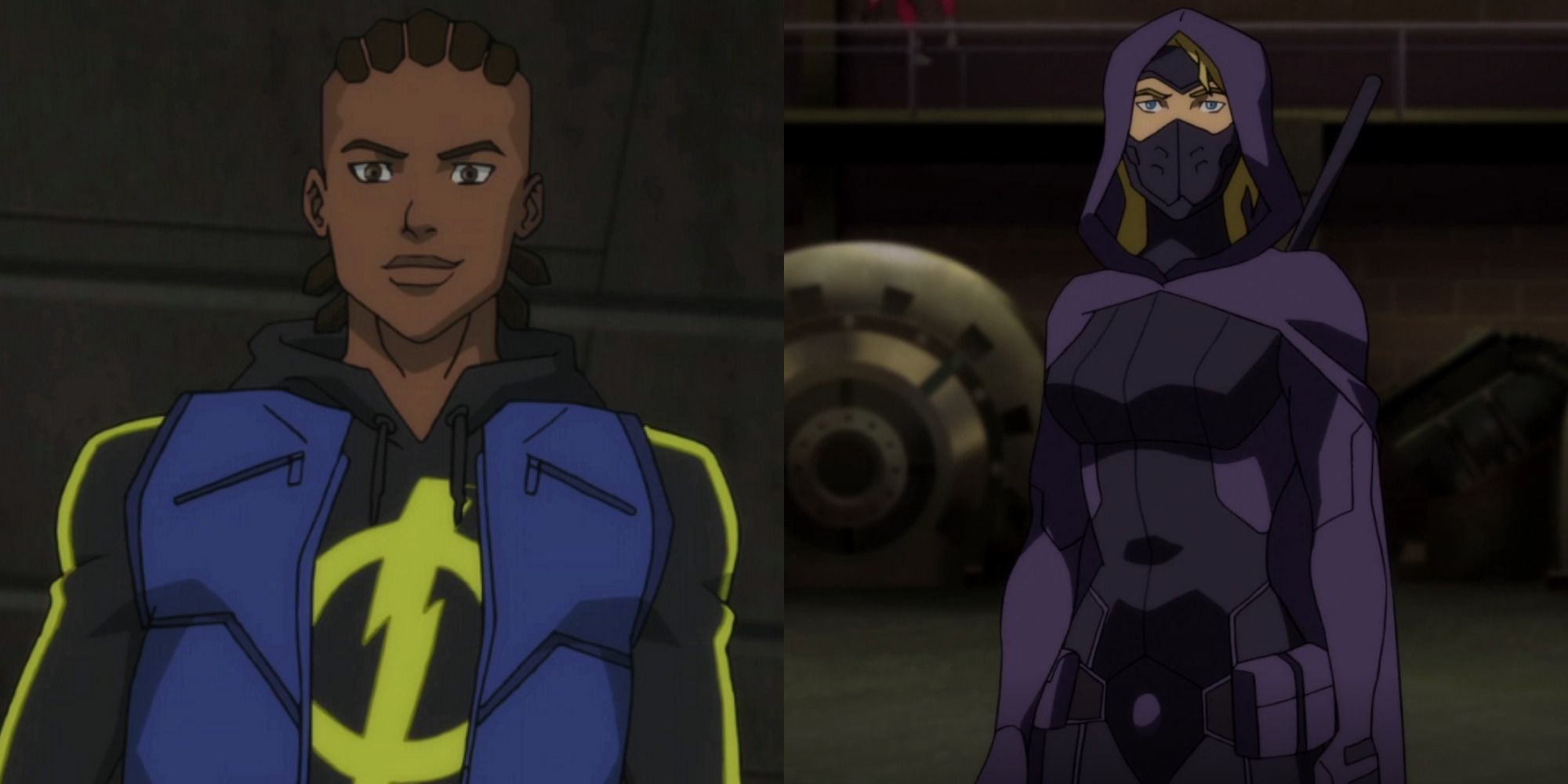 Split image showing Static and Spoiler in Young Justice