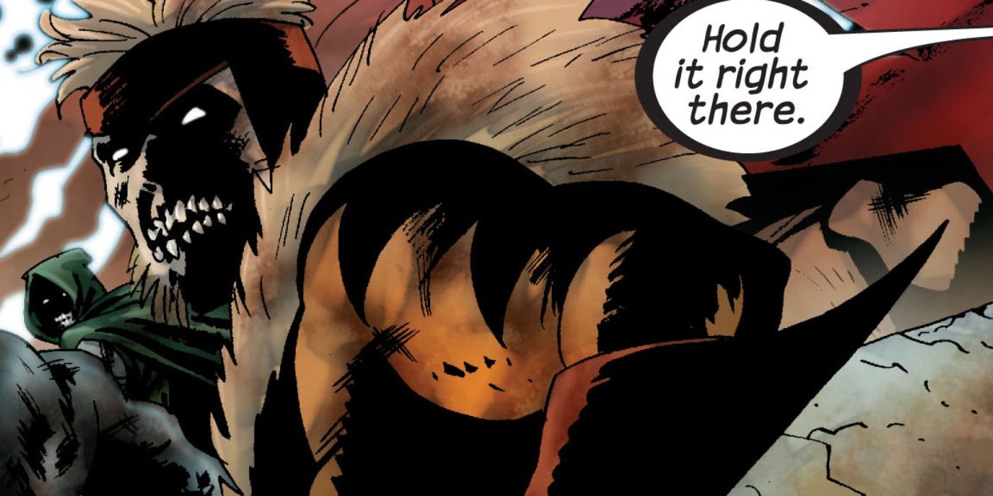 Zombie Sabretooth attacks in Marvel Comics.