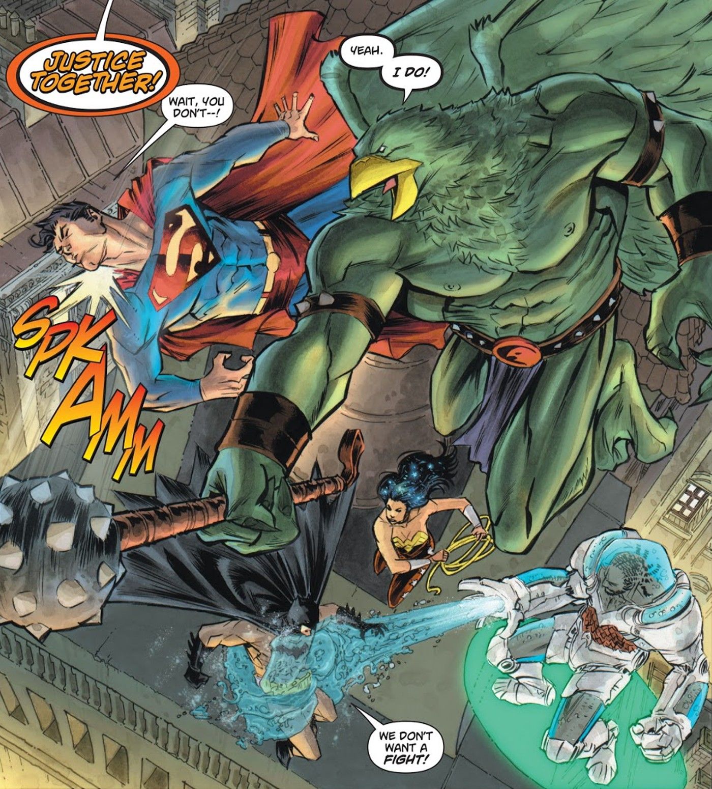 beasthawk superman batman justice titans beastboy hawkman