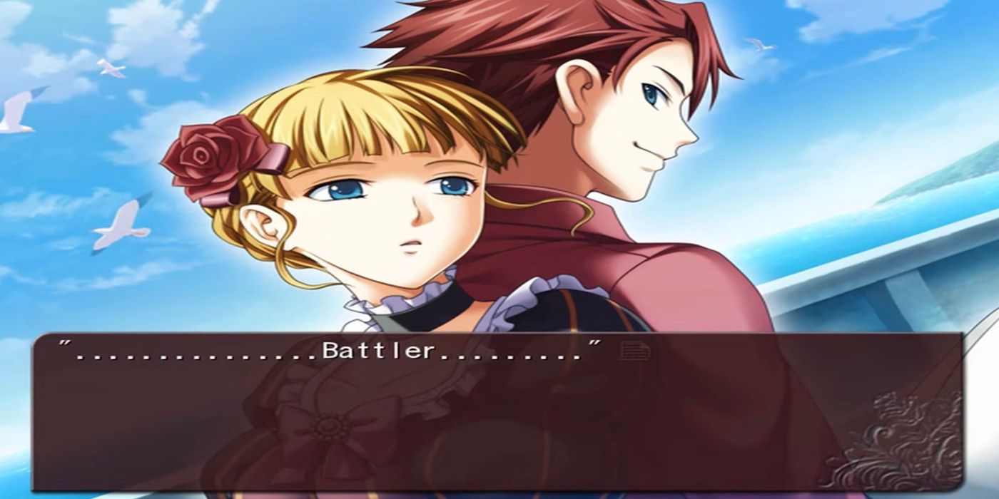 Beatrice and Battler in the magic ending of Umineko Twilight of the Golden Witch