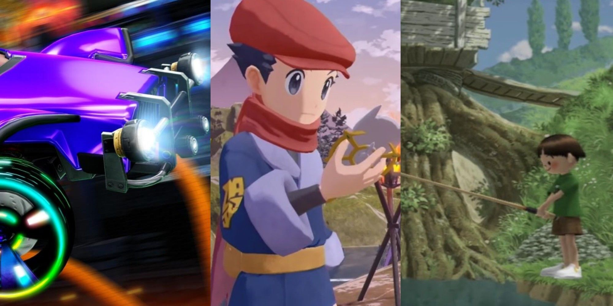 Split image of stills from various video games including Pokemon