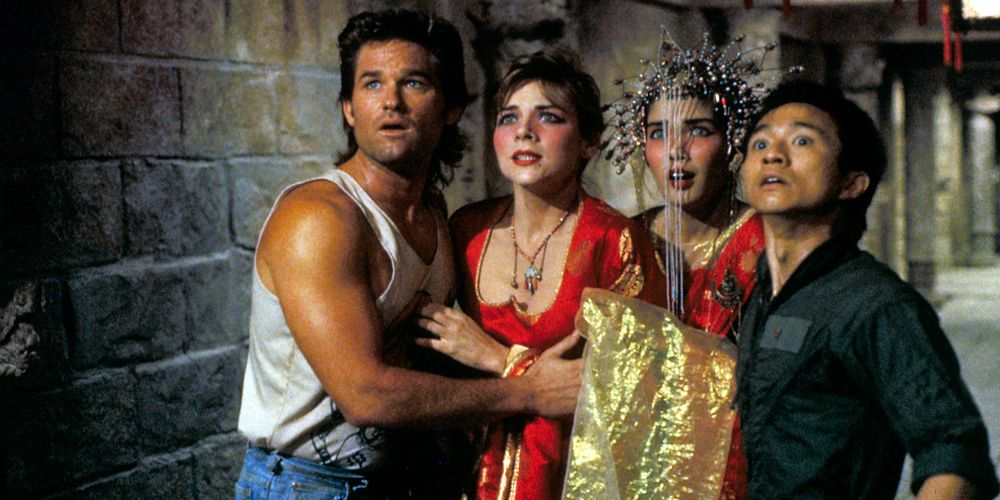 Jack and Wang protect Grace in Big Trouble In Little China