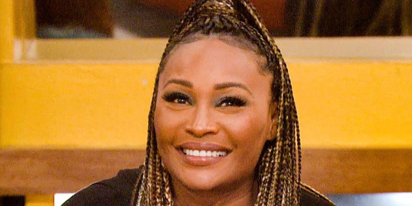A close up of Cynthia Bailey from Celebrity Big Brother, smiling widely.