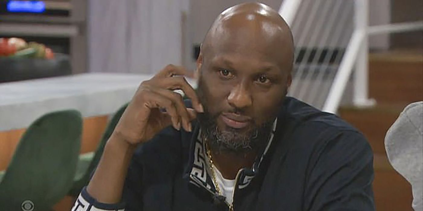 Lamar Odom sitting in the kitchen on Celebrity Big Brother.