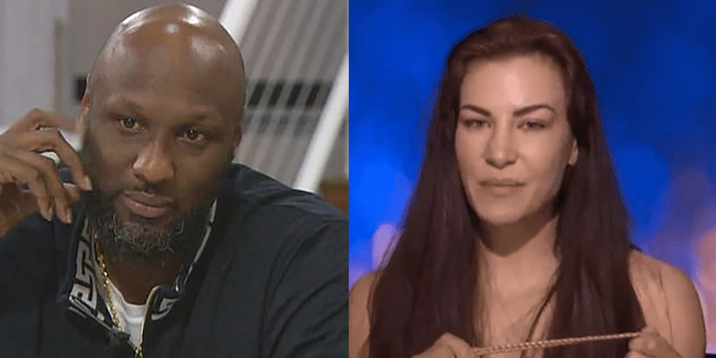 Split image of Lamar Odom and Miesha Tate on Celebrity Big Brother.