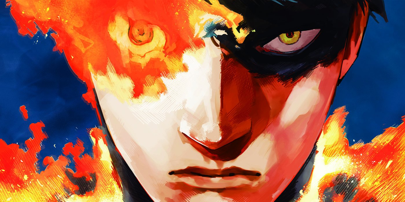 Cartaz do mangá Fire Punch com close de Agni