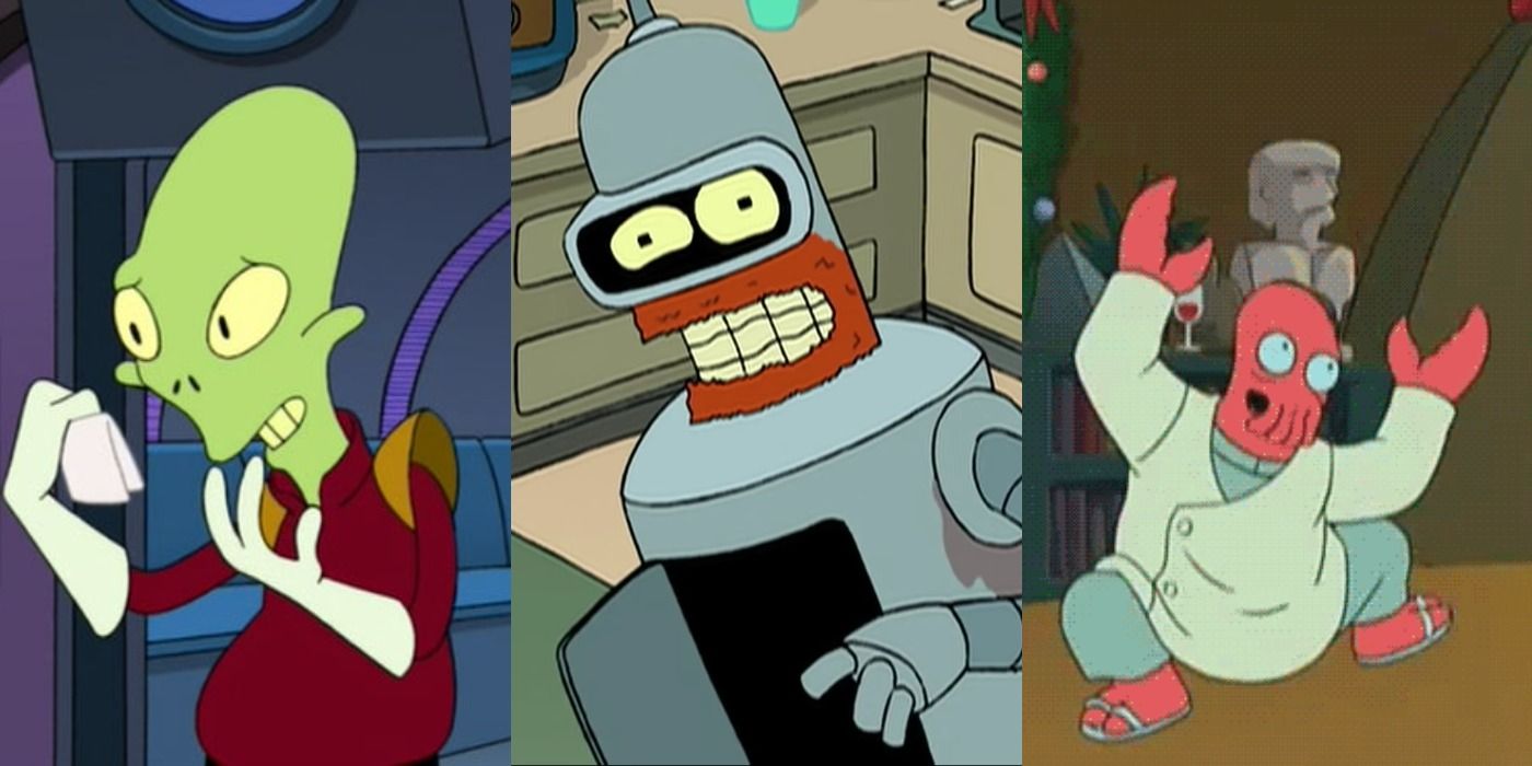 Collage of Bender, Kirk, and Zoidberg in Futurama.