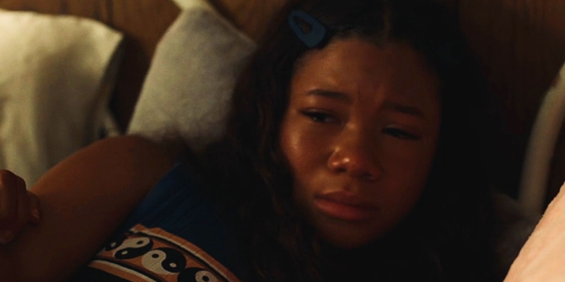 Storm Reid as Gia Bennett lying in bed in Euphoria Season 2 Episode 5