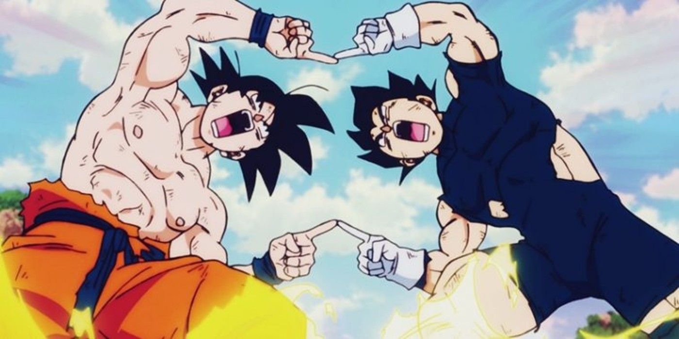Goku and Vegeta performing the fusion dance