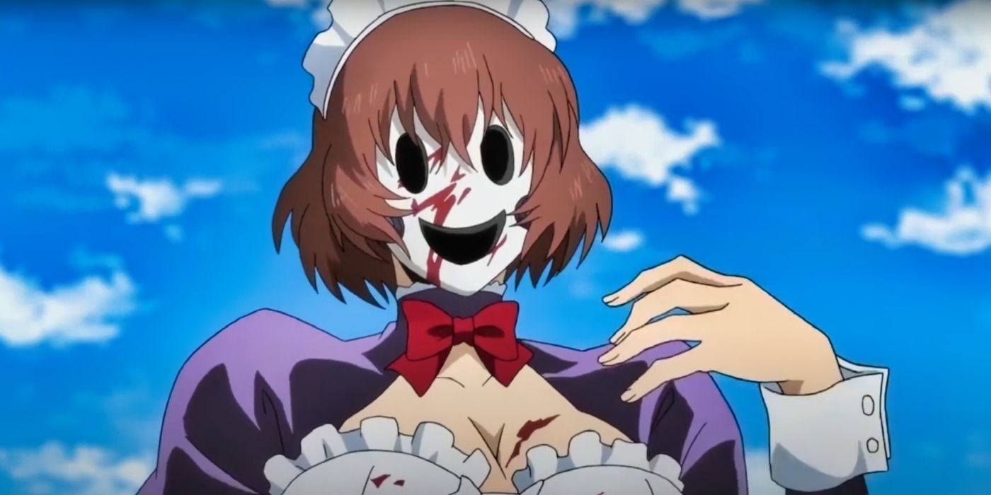 Máscara de empregada do episódio 1 do anime de invasão de arranha-céus
