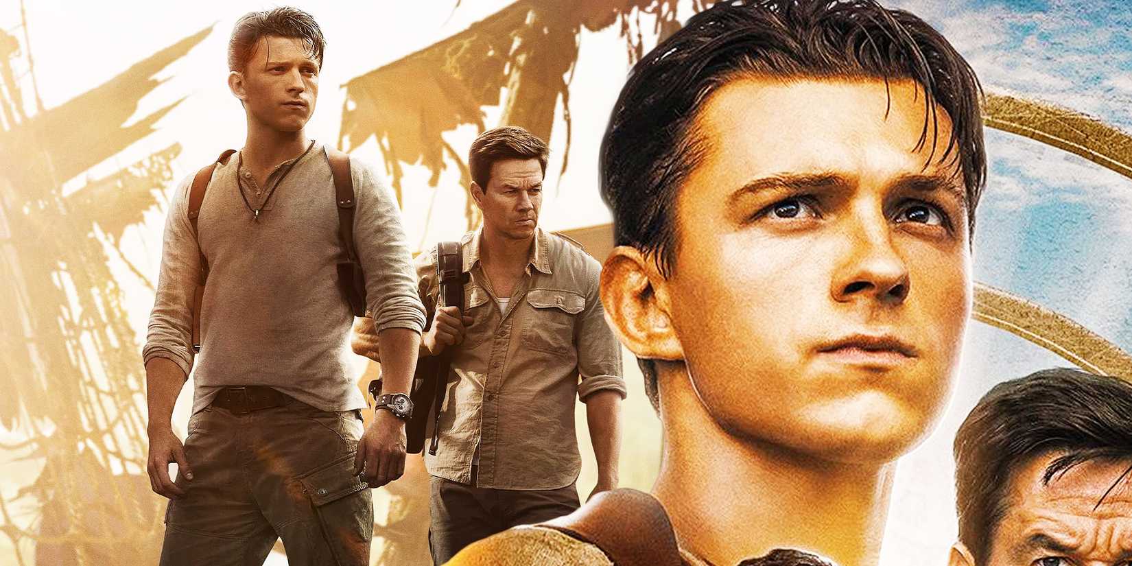 Tom Holland in an Uncharted photo montage.