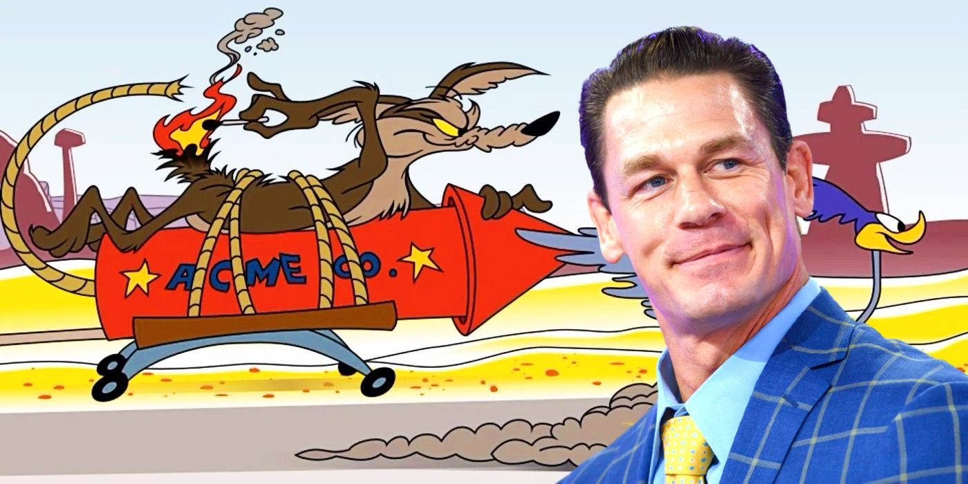 A composite image of John Cena and Wile E. Coyote from Looney Tunes 