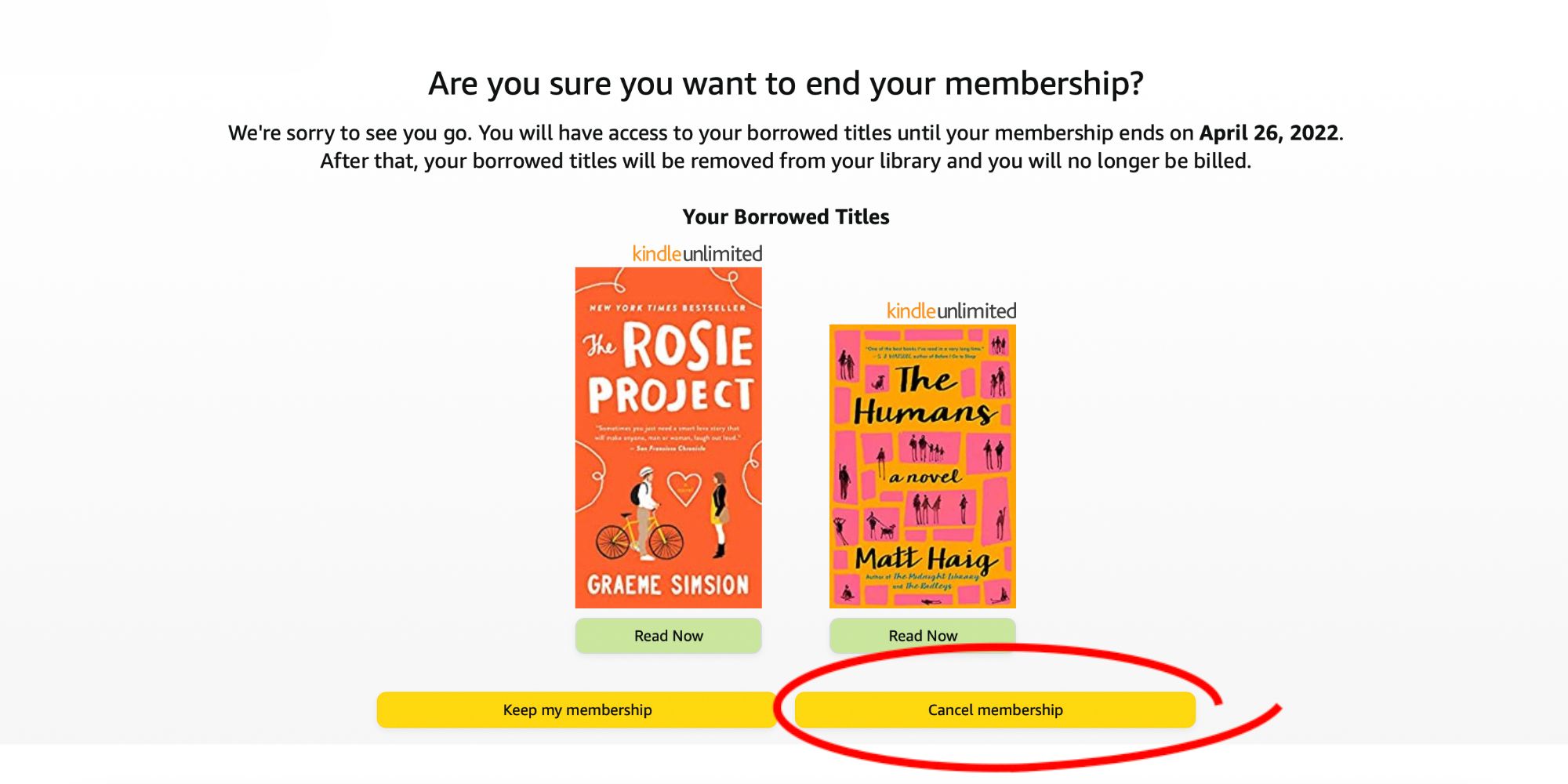 Canceling a Kindle Unlimited membership