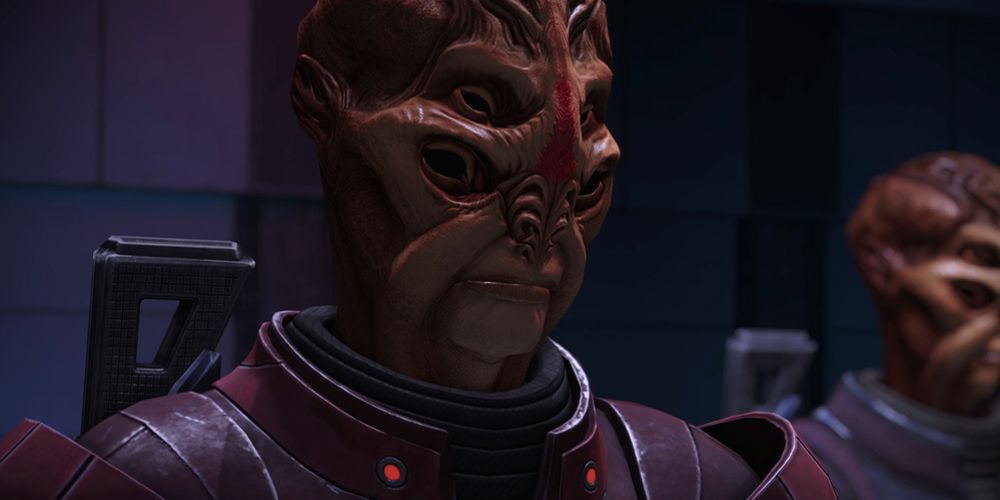 Balak wears red armor in Mass Effect Legendary Edition