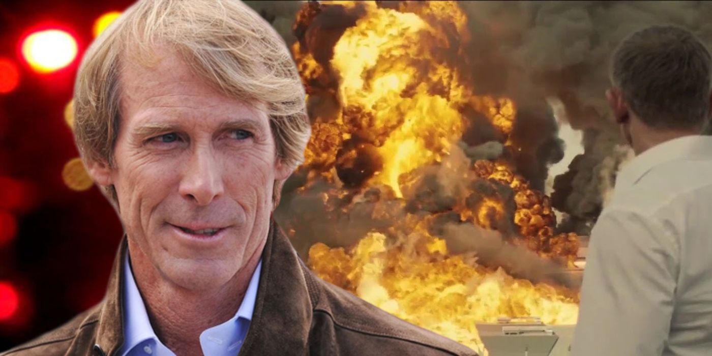 michael bay in front of the record setting explosion from spectre