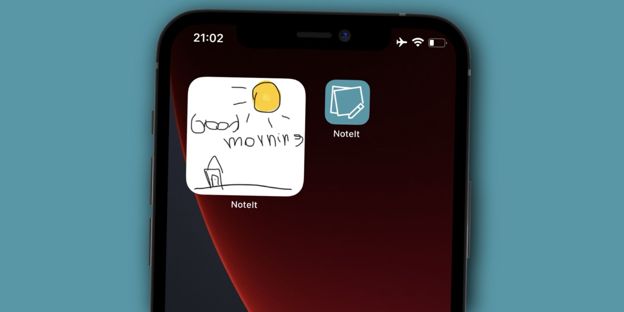 The NoteIt app and widget on an iPhone