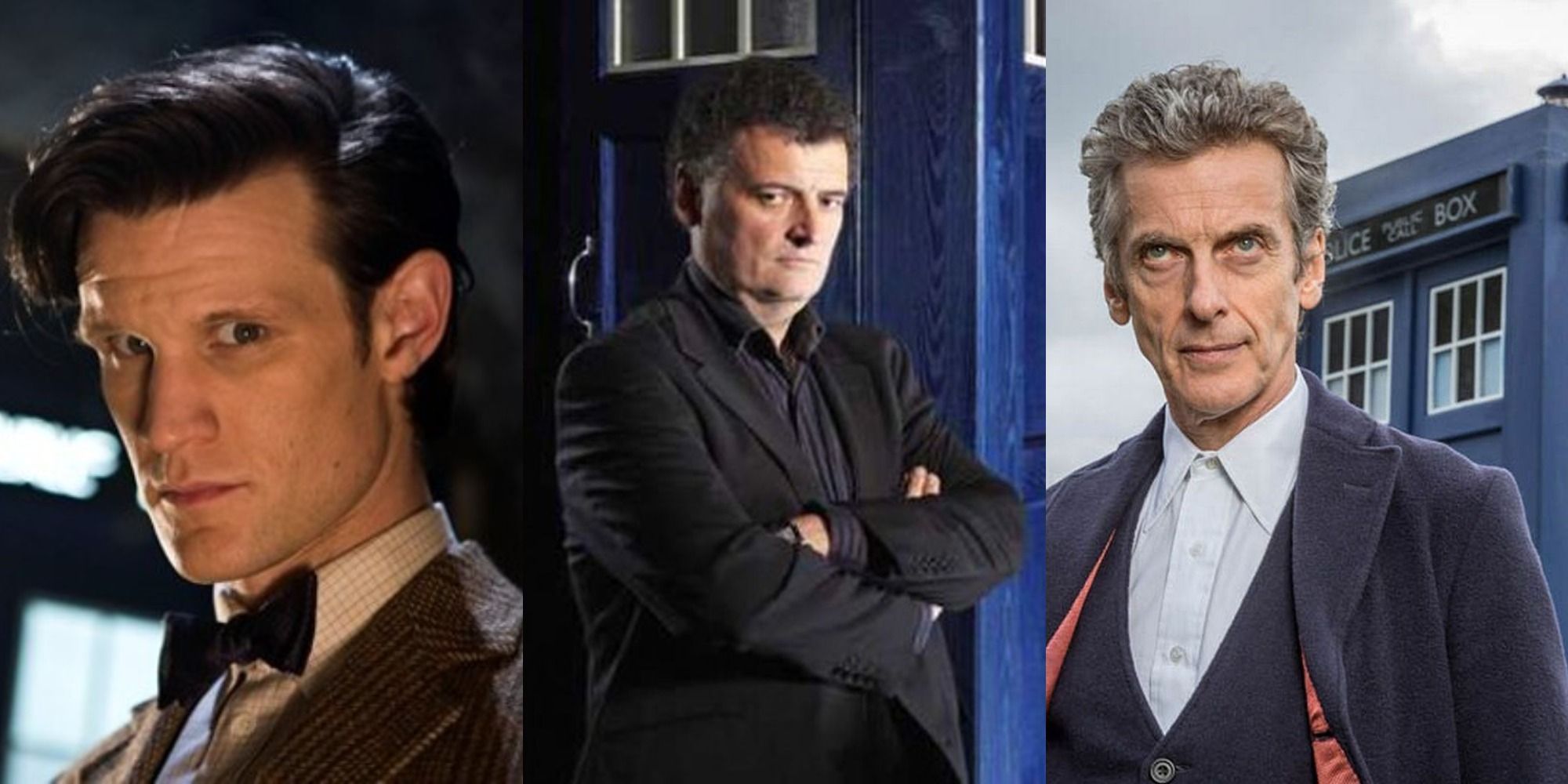 The Doctors and Steven Moffat from Doctor Who