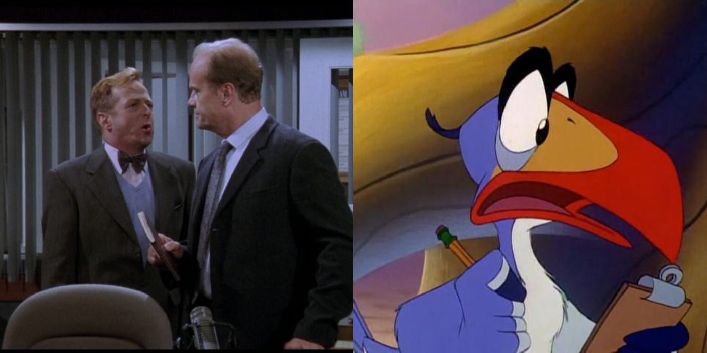 Split image of Gil and Frasier, and Zazu - Frasier and Disney