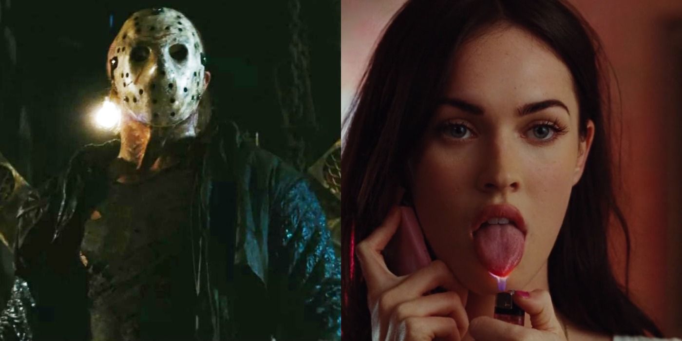 Split image of Jason in Friday the 13th and Megan Fox in Jennifer's Body