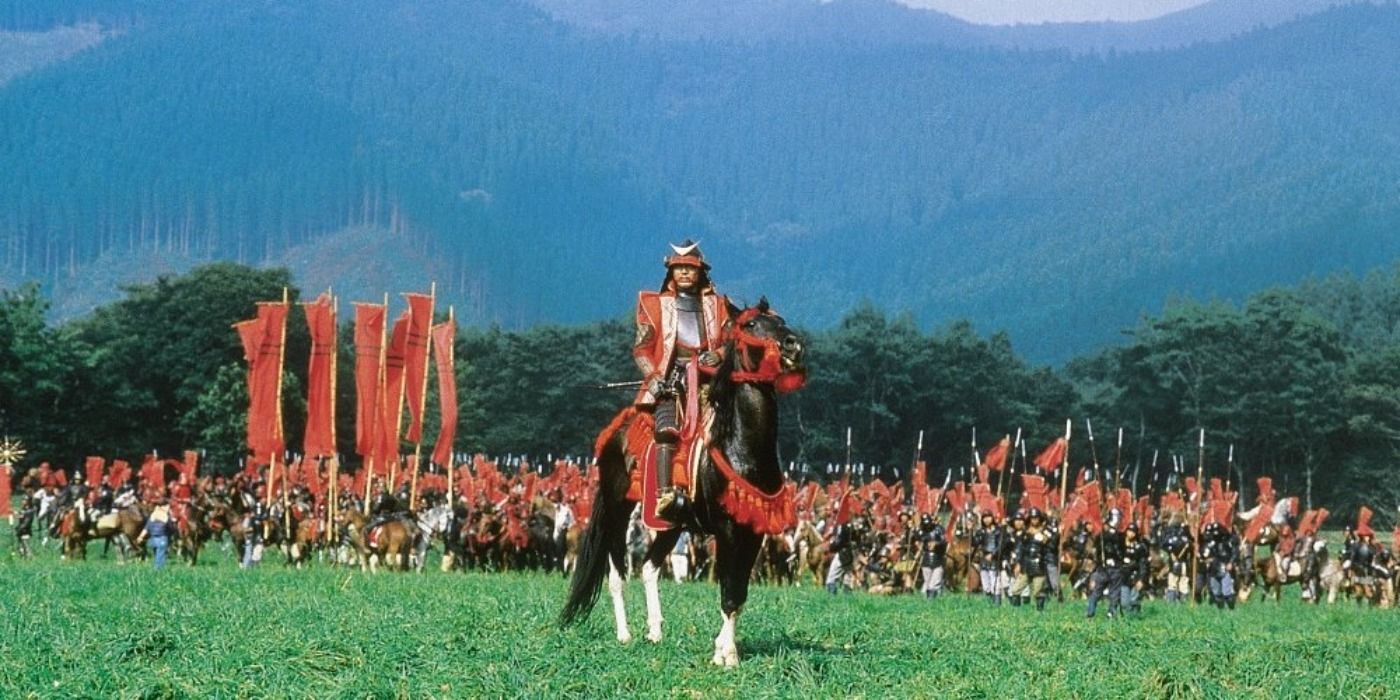 A man sitting on a horse in Ran